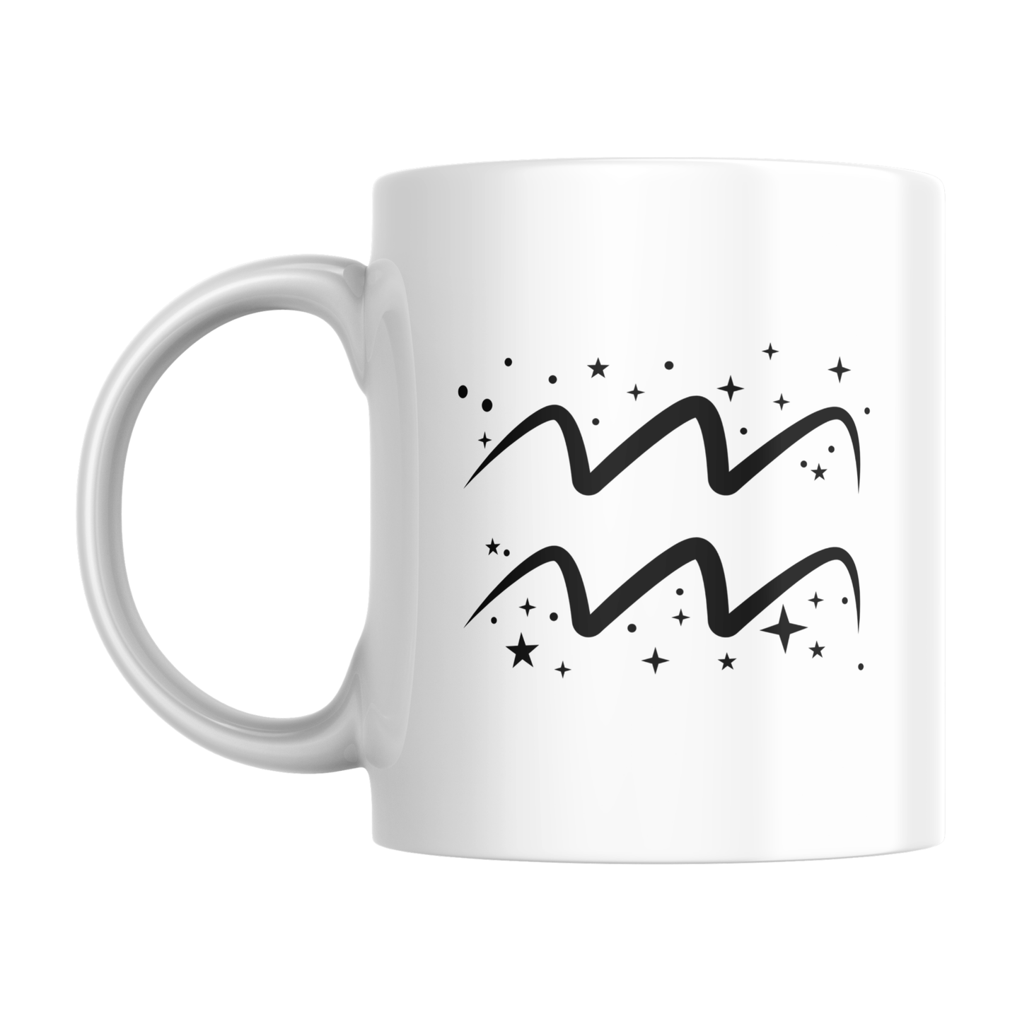 Tazza bianca con simbolo zodiacale Acquario (retro)