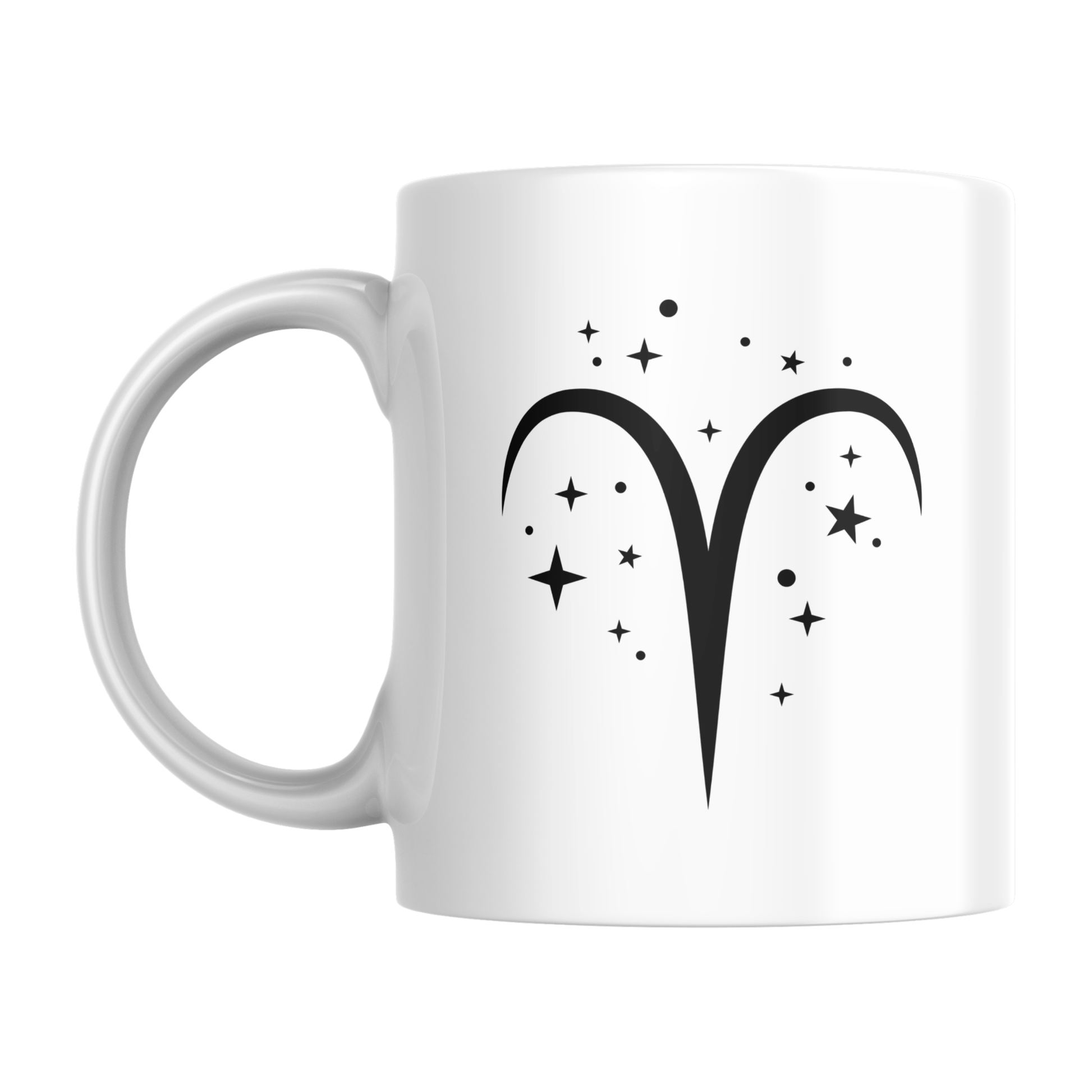 Tazza bianca con simbolo zodiacale Ariete (retro)