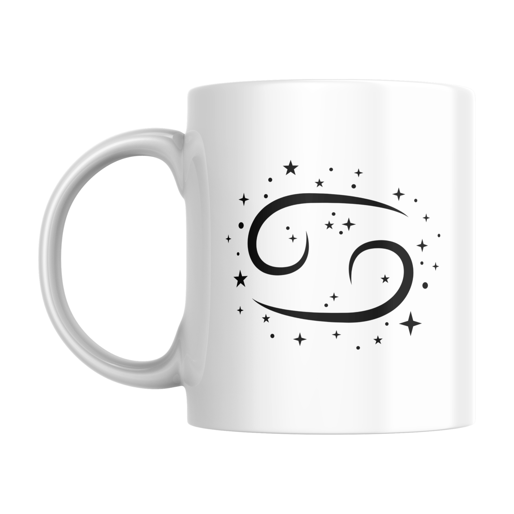 Tazza bianca con simbolo zodiacale Cancro (retro)