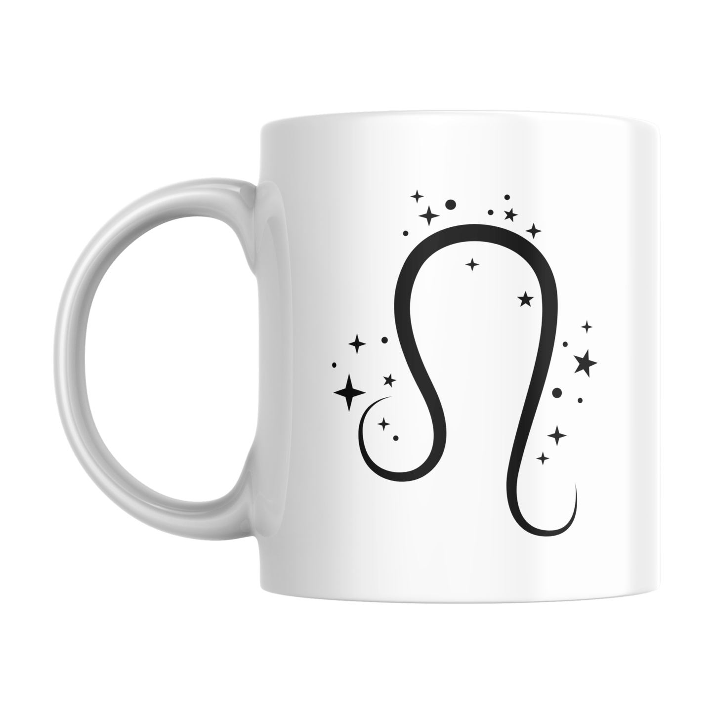 Tazza bianca con simbolo zodiacale Leone (retro)