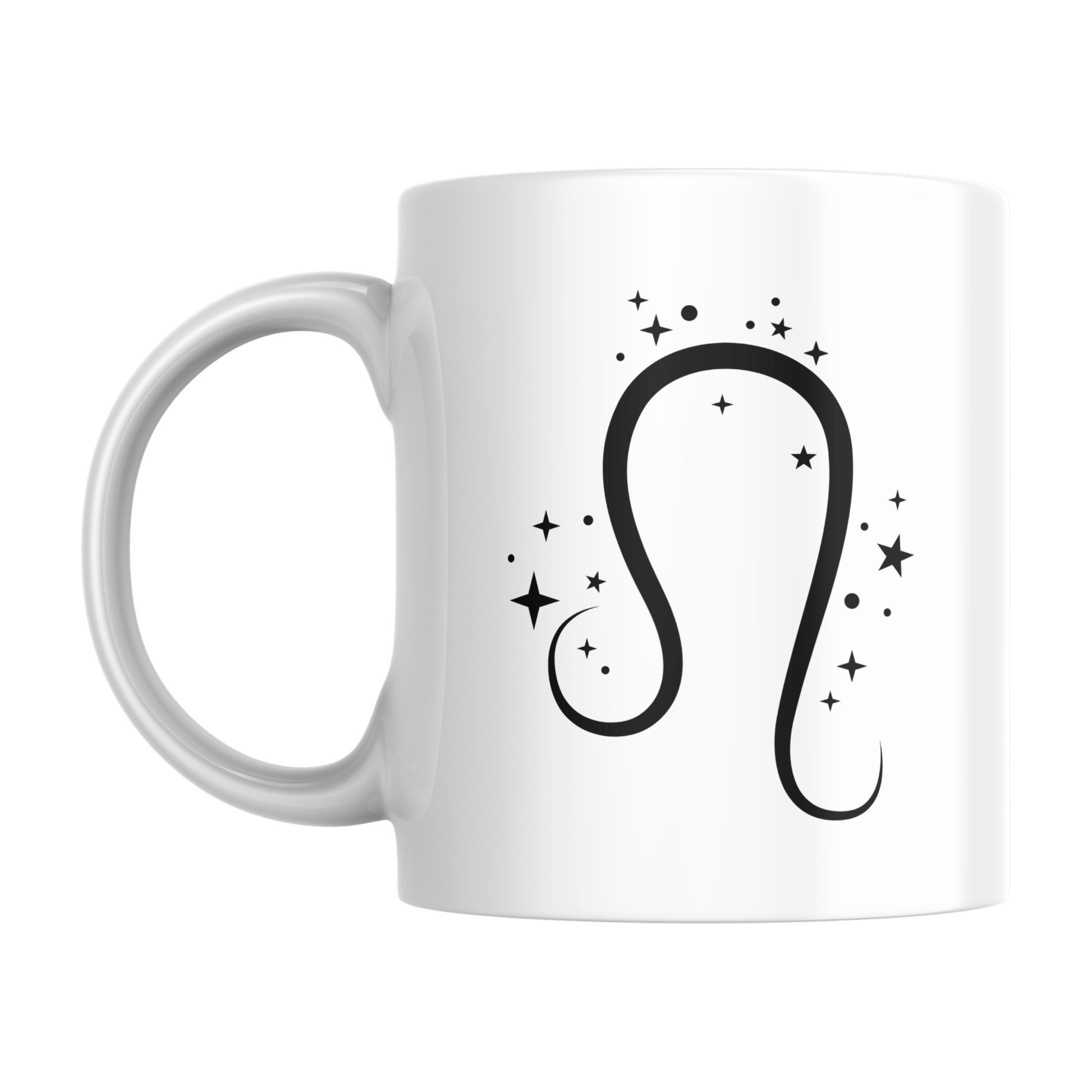 Tazza bianca con simbolo zodiacale Leone (retro)