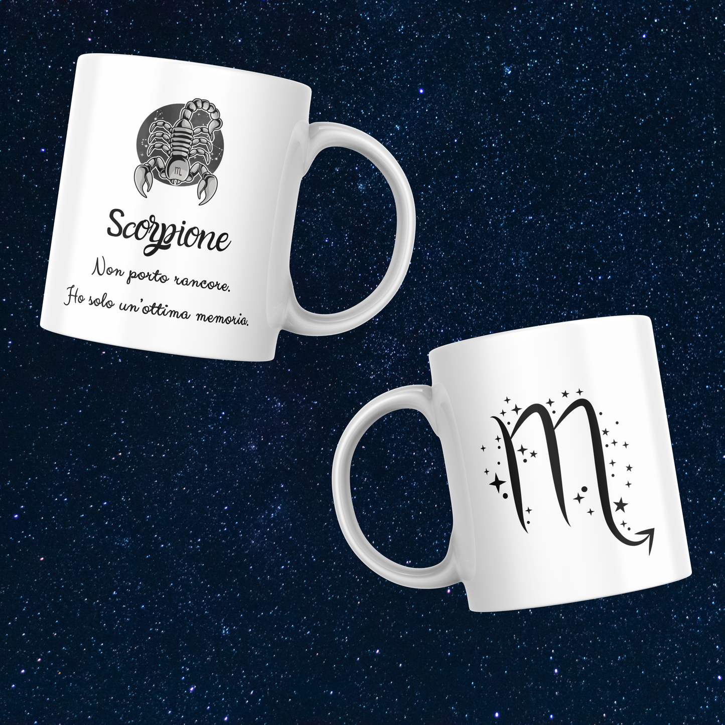 Fronte e retro tazza Scorpione su sfondo cielo stellato